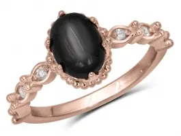 Bague Mirail saphir noir étoilé et diamants en or rose 10k pour femme