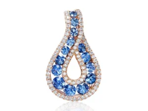 Magnifique ruban or rose décoré de saphirs bleus et diamants